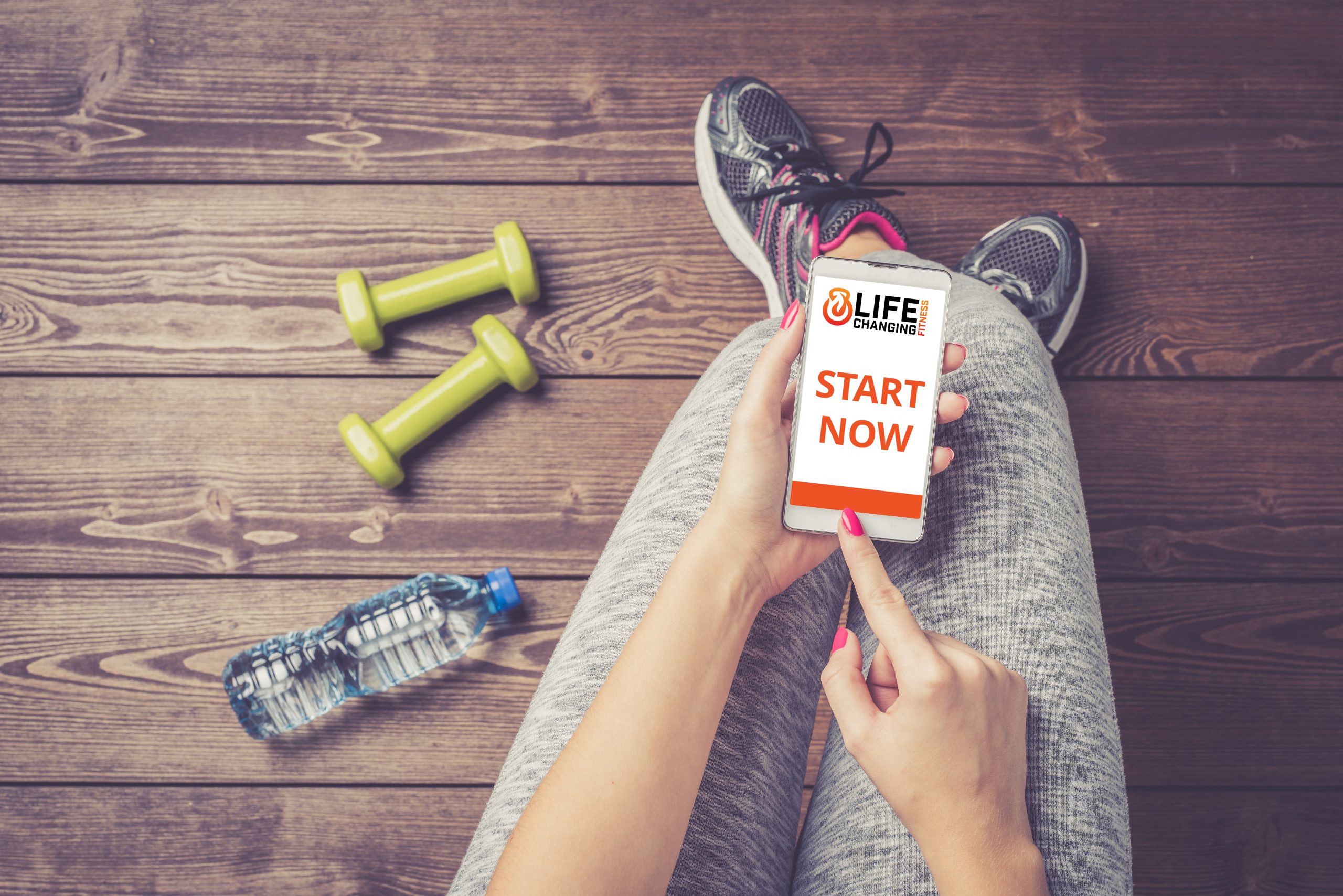 Female fitness exercise. Top view